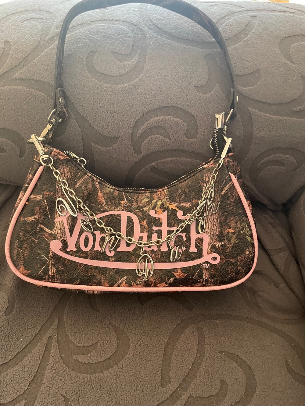 Von Dutch brown and Pink Logo Shoulder Bag - Picture 3 of 6